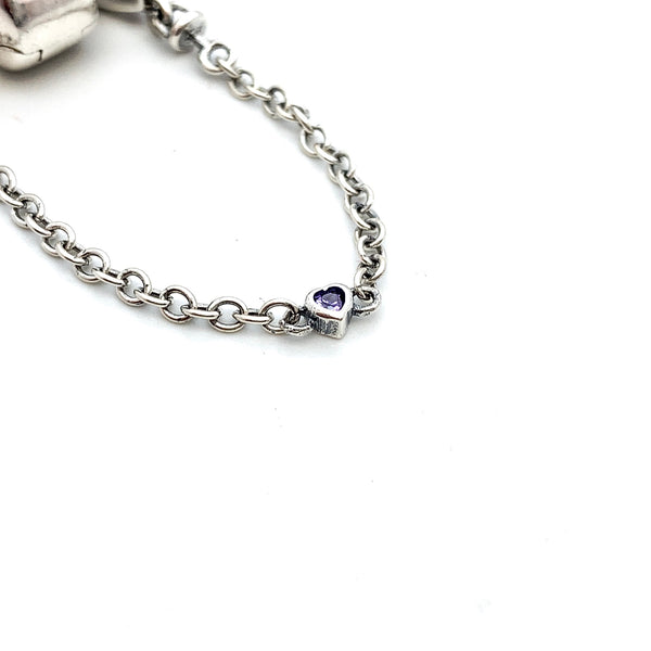 Silver Heart With Crystals Safety Chain - Stone Heart 