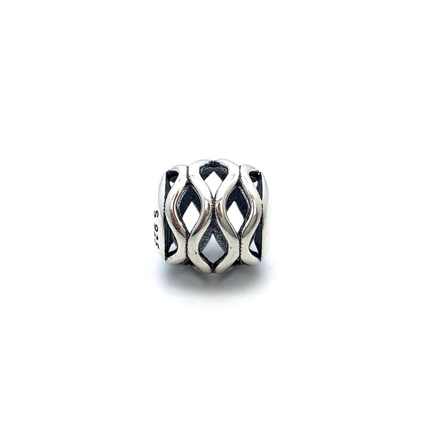 Openwork Waves Charm Bead - Stone Heart 