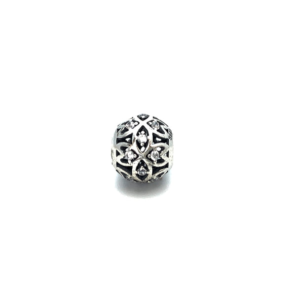 Sparkling Lattice Charm Bead - Stone Heart 