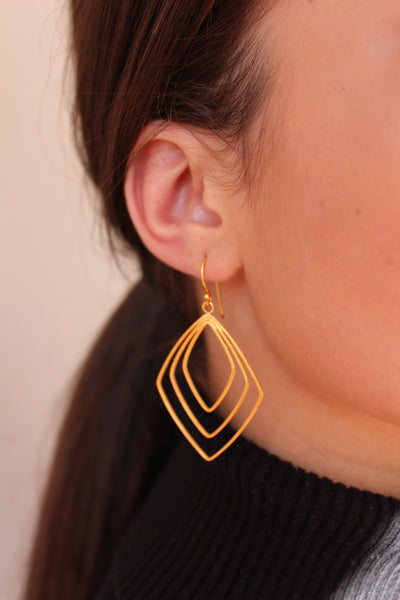 Rhombus Earrings - Rose Gold