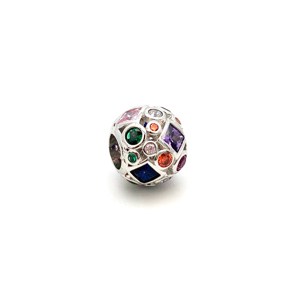 Colour Burst Charm Bead - Stone Heart 