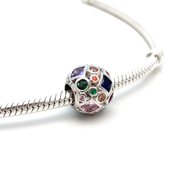 Colour Burst Charm Bead - Stone Heart 