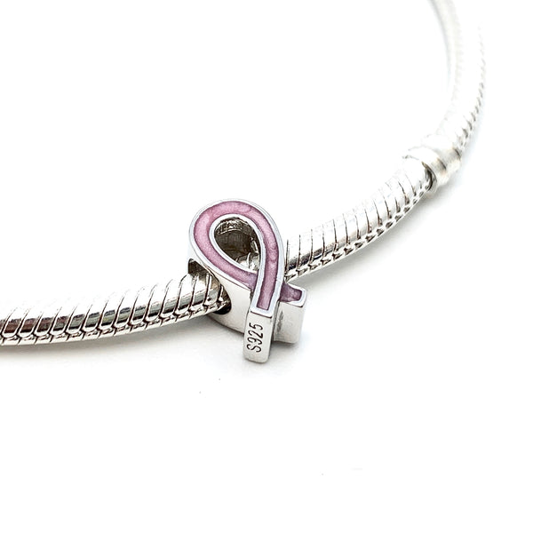 Awareness Ribbon Charm Bead - Stone Heart 