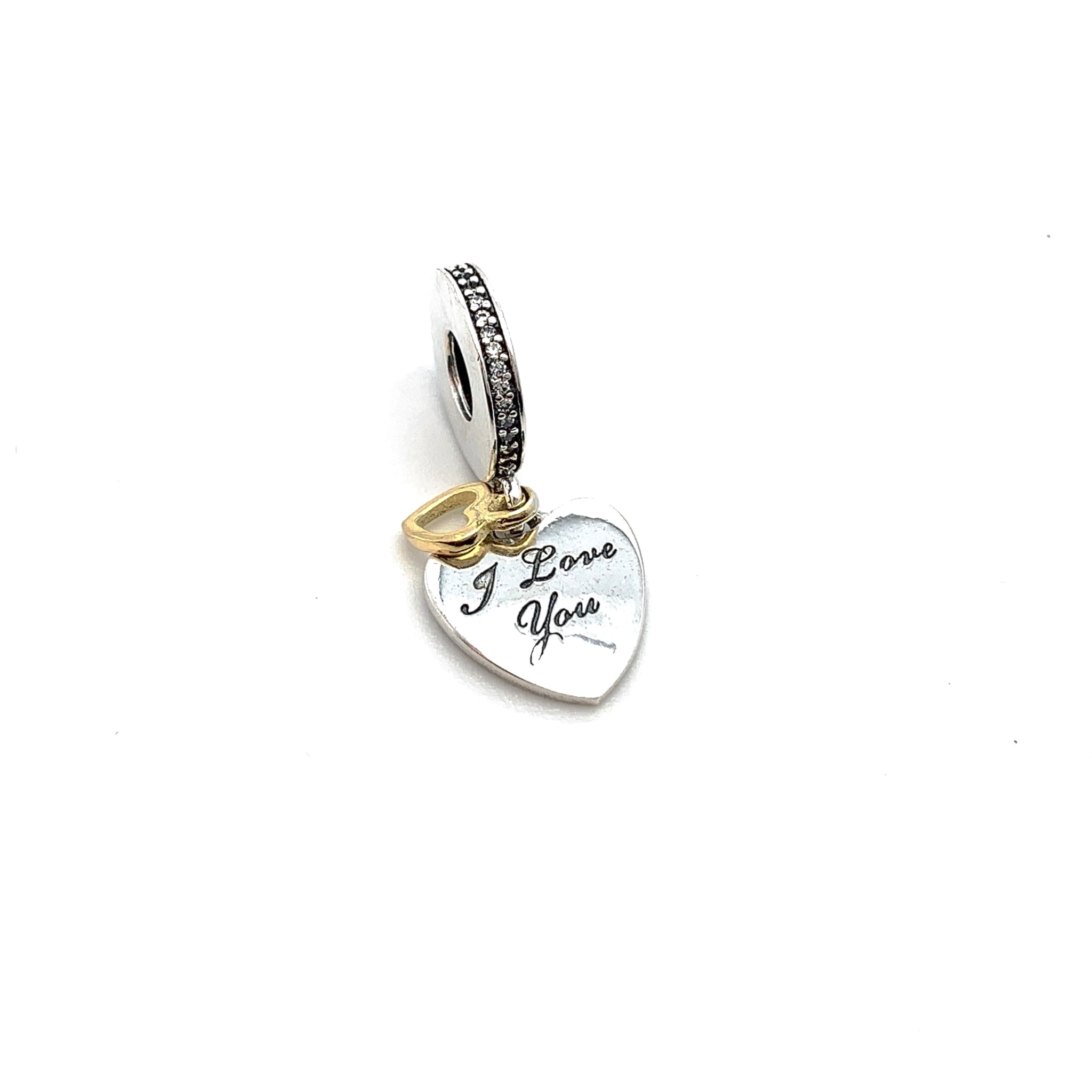 I Love You Forever Dangle Charm Bead - Stone Heart 