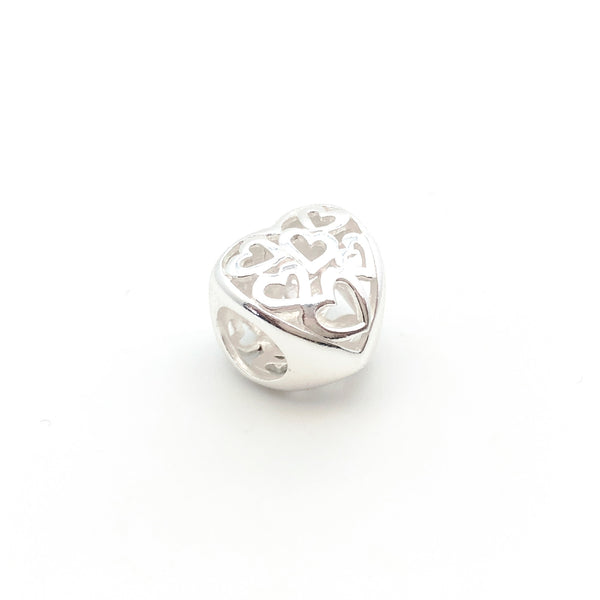 Heart Filled Heart Charm Bead - Stone Heart 