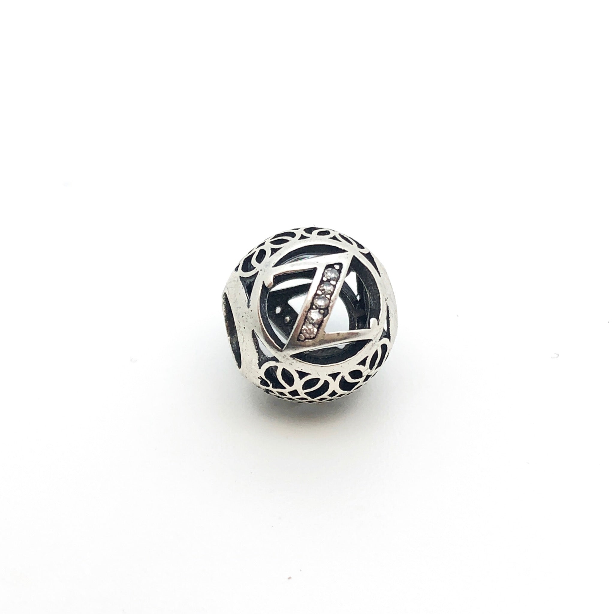 Letter ‘Z’ Charm Bead - Stone Heart 