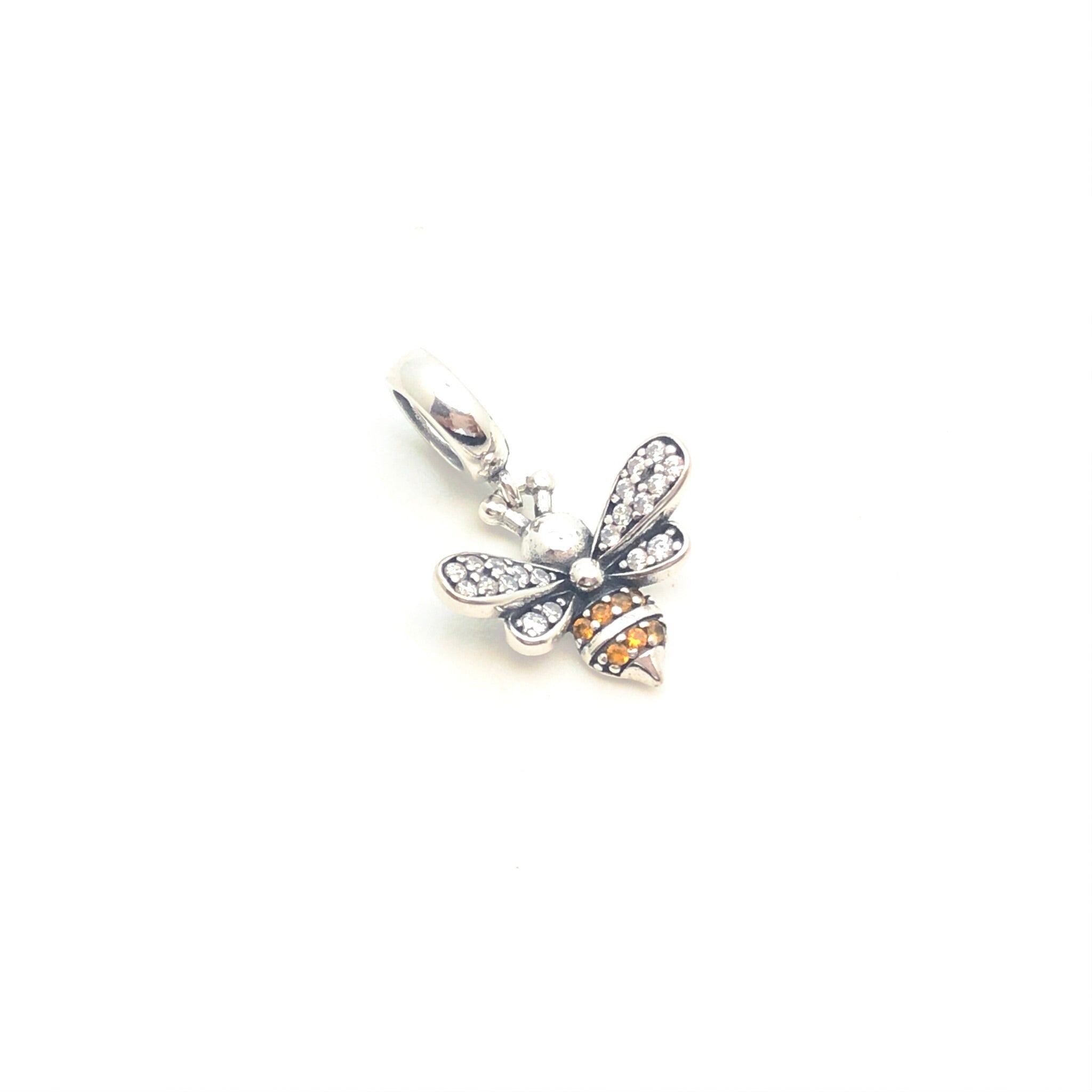 Bedazzled Bee Charm Dangle - Stone Heart 