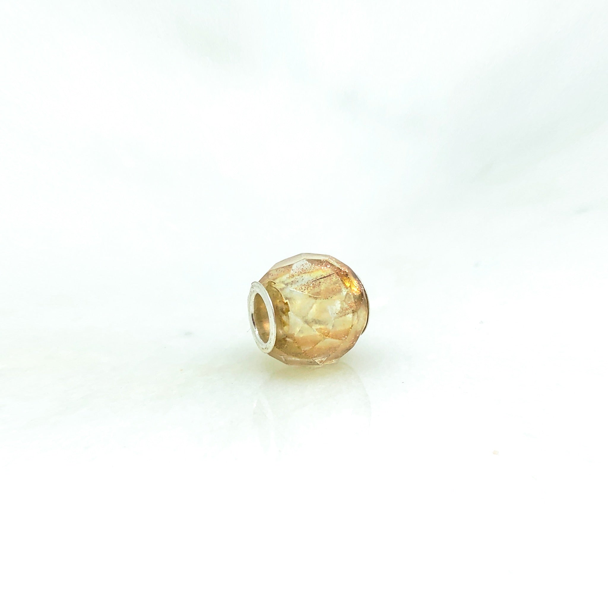 Gem Charm Bead - Rutile Quartz - Stone Heart 