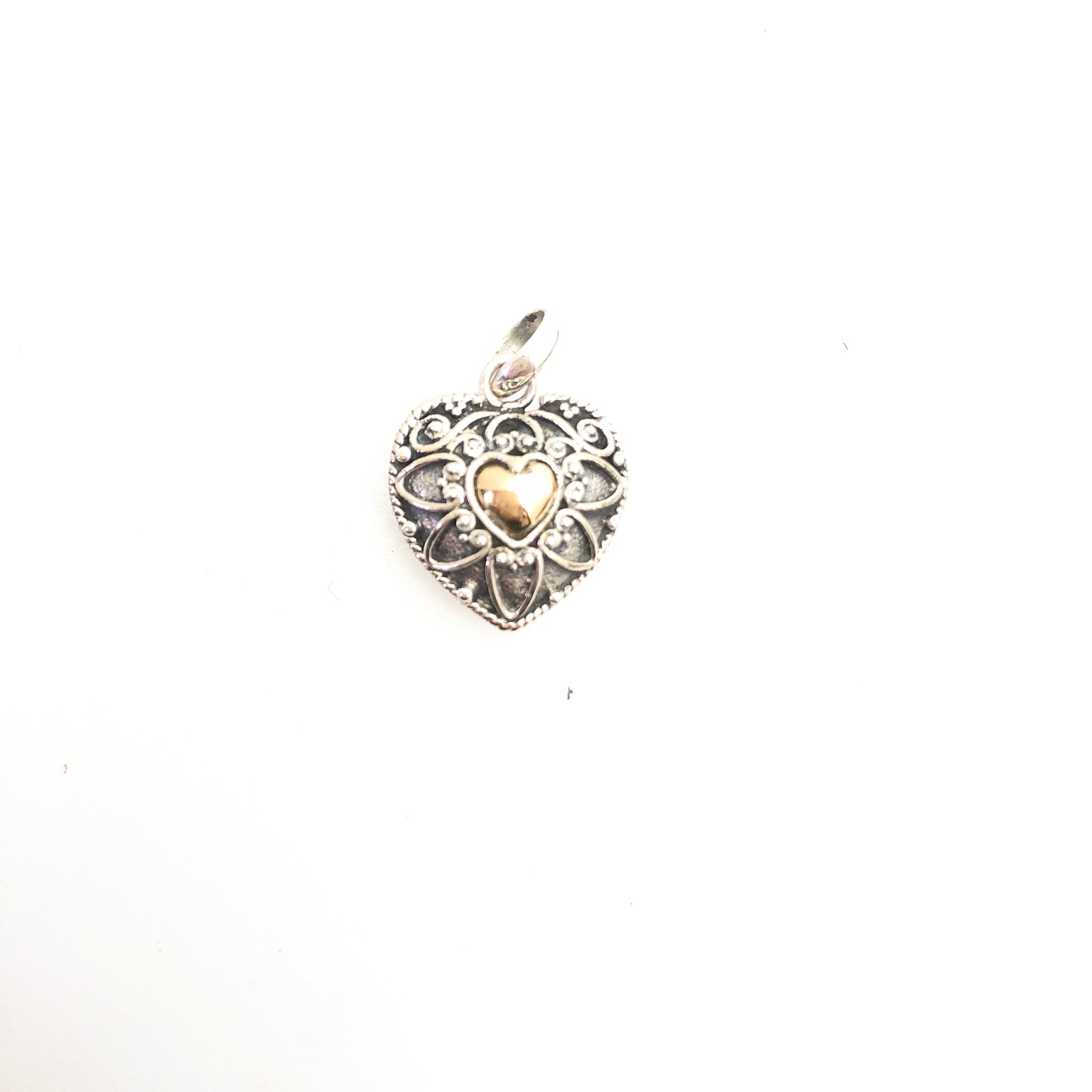 Indah Two Tone Heart Pendant -Small - Stone Heart 