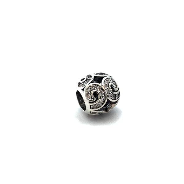 Shimmering Swirls Charm Bead - Stone Heart 