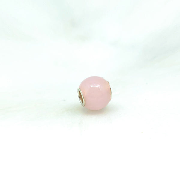 Gem Charm Bead - Rose Quartz - Stone Heart 