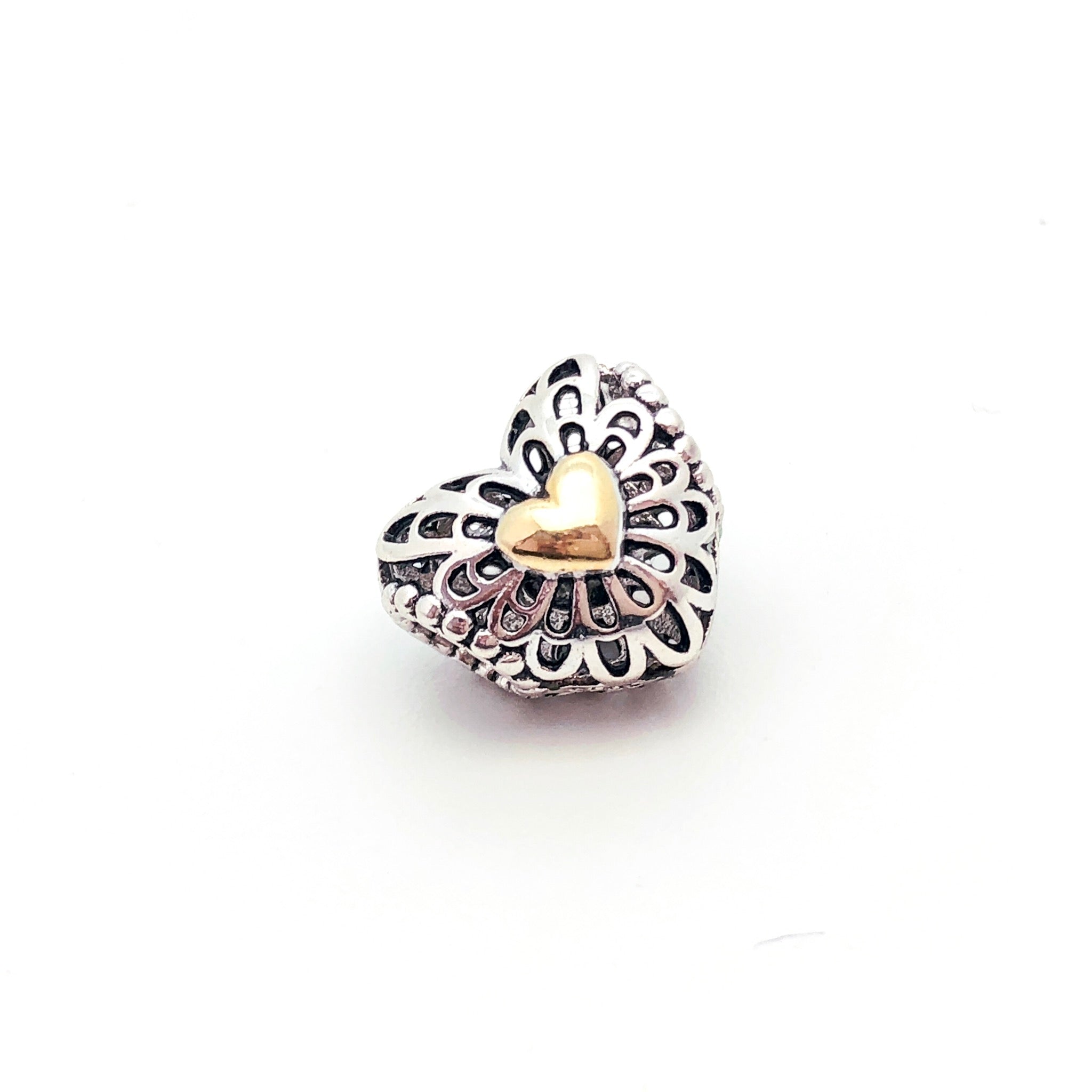 Radiating Heart Charm Bead - Stone Heart 