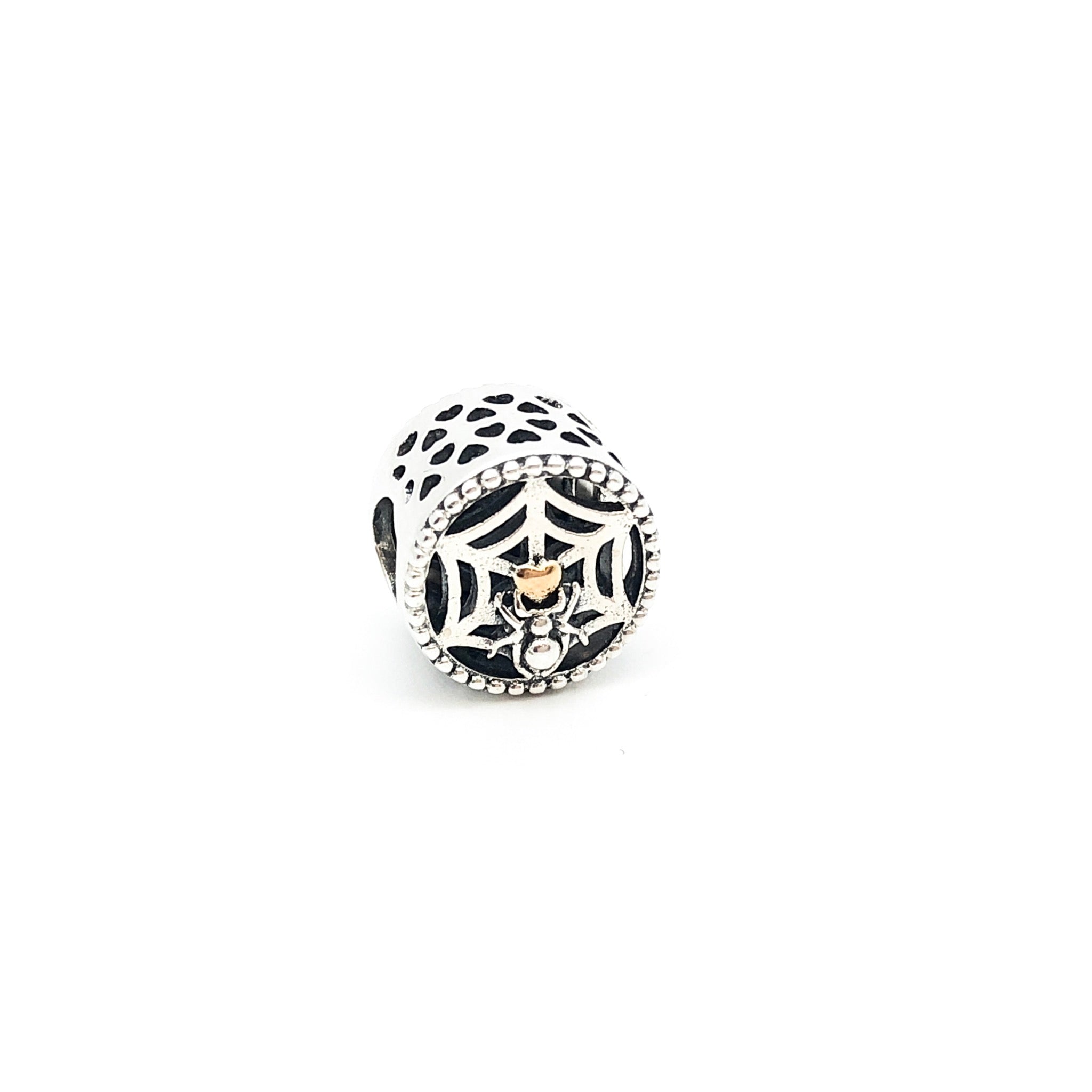 Spider Web Charm Bead - Stone Heart 