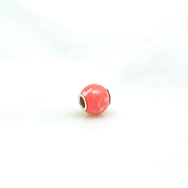 Gem Charm Bead - Coral - Stone Heart 