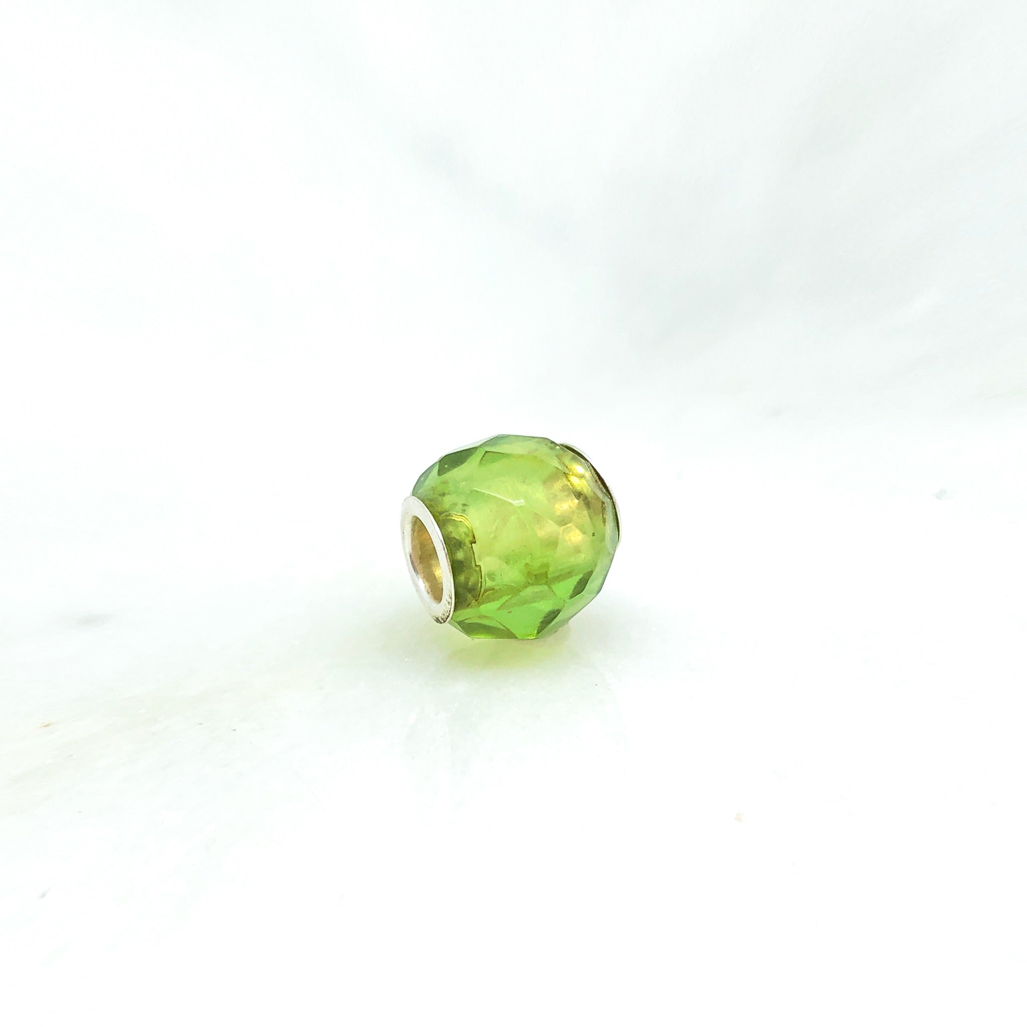 Gem Charm Bead - Peridot - Stone Heart 