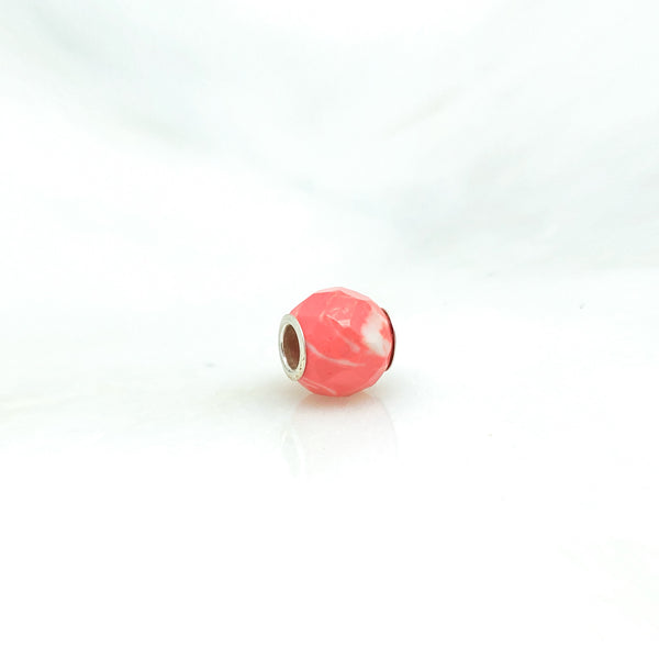 Gem Charm Bead - Coral - Stone Heart 