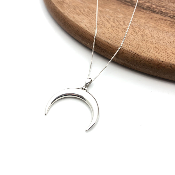 Crescent Moon Pendant - Stone Heart 