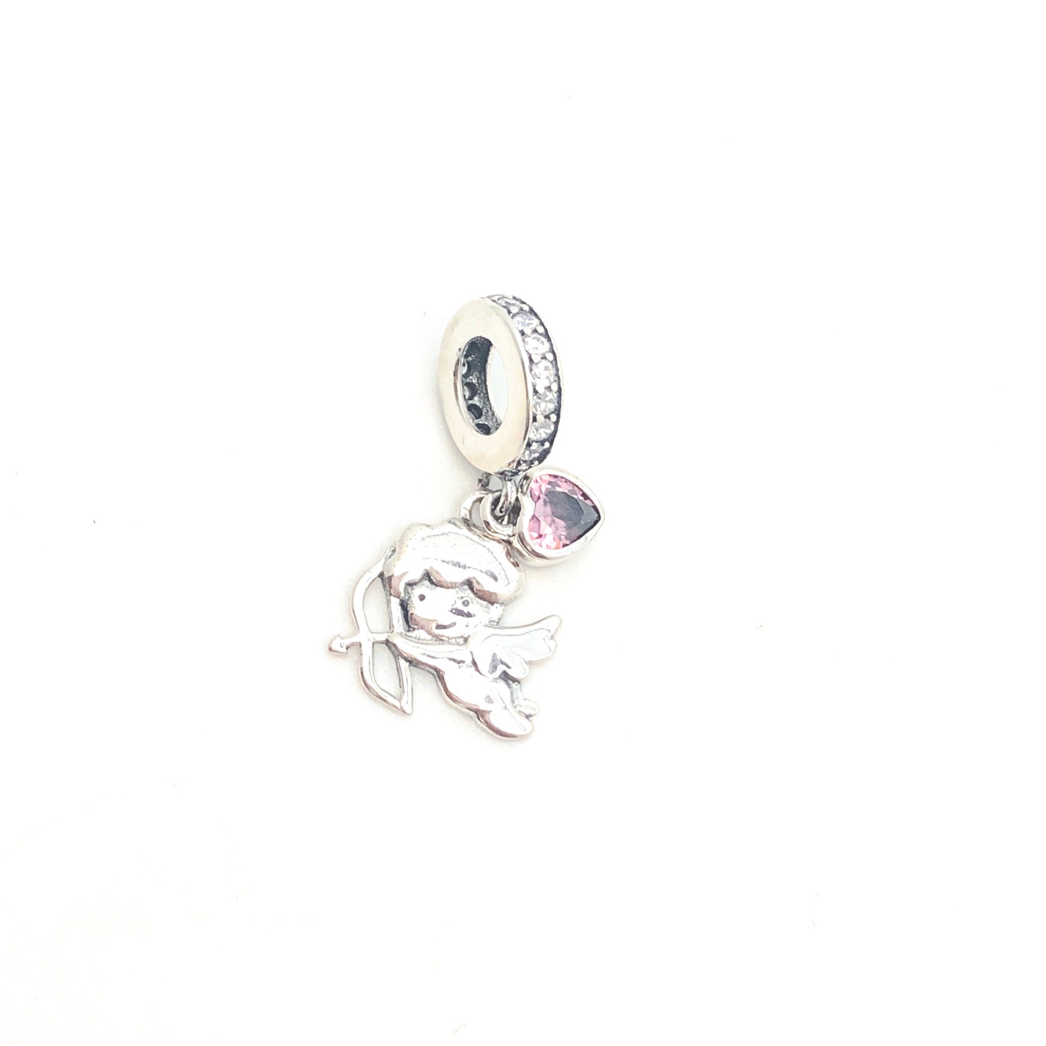 Cupid Dangling Charm Bead - Stone Heart 