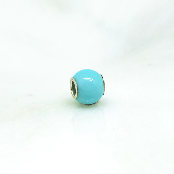 Gem Charm Bead - Aqua Marine - Stone Heart 