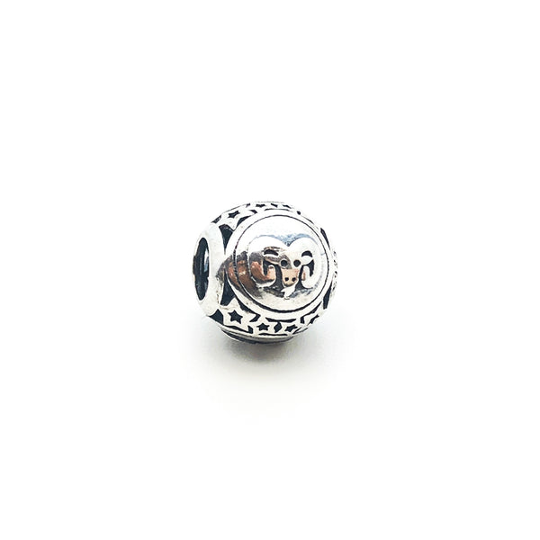 Zodiac Aries Charm Beads - Stone Heart 