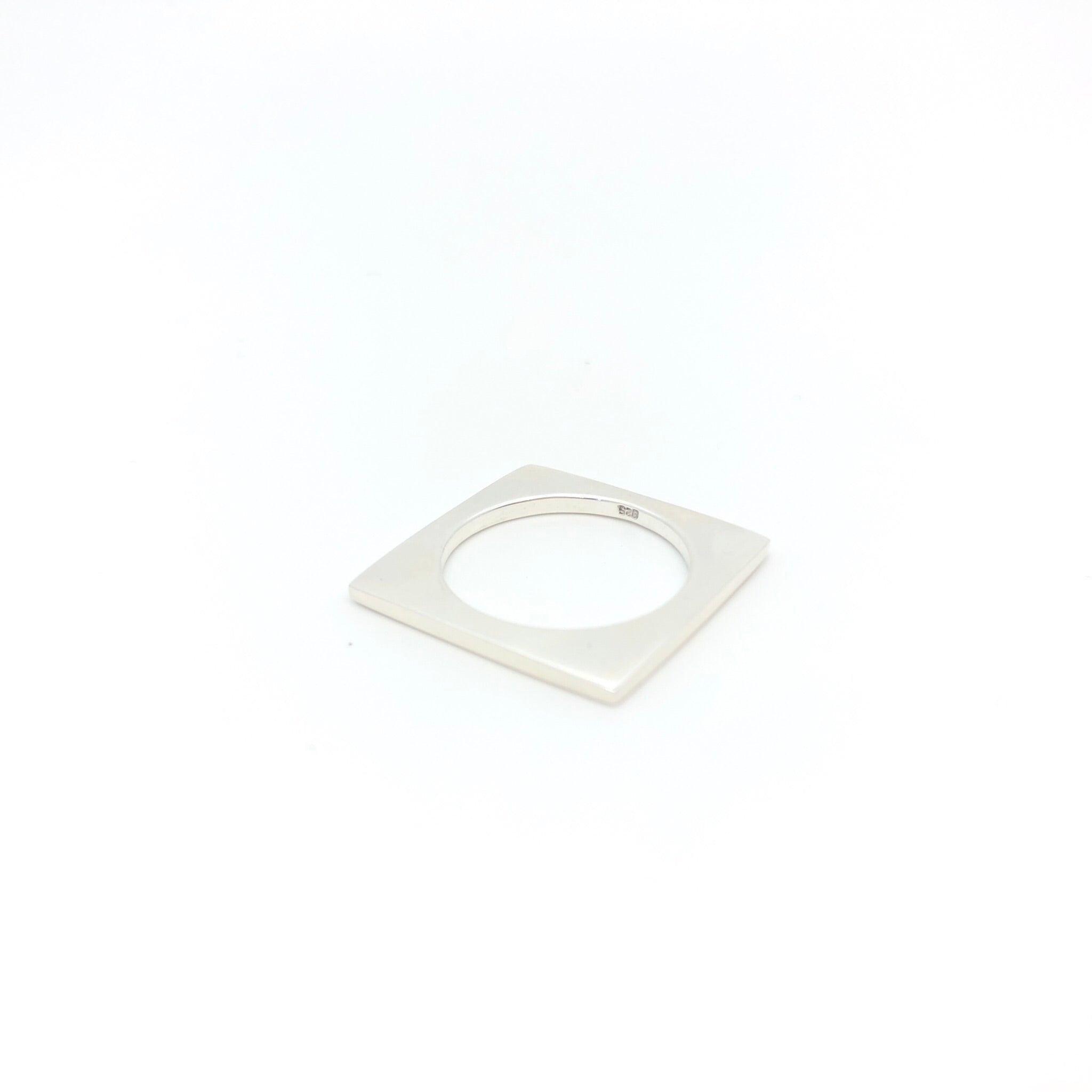 Square Flat Ring - Stone Heart 