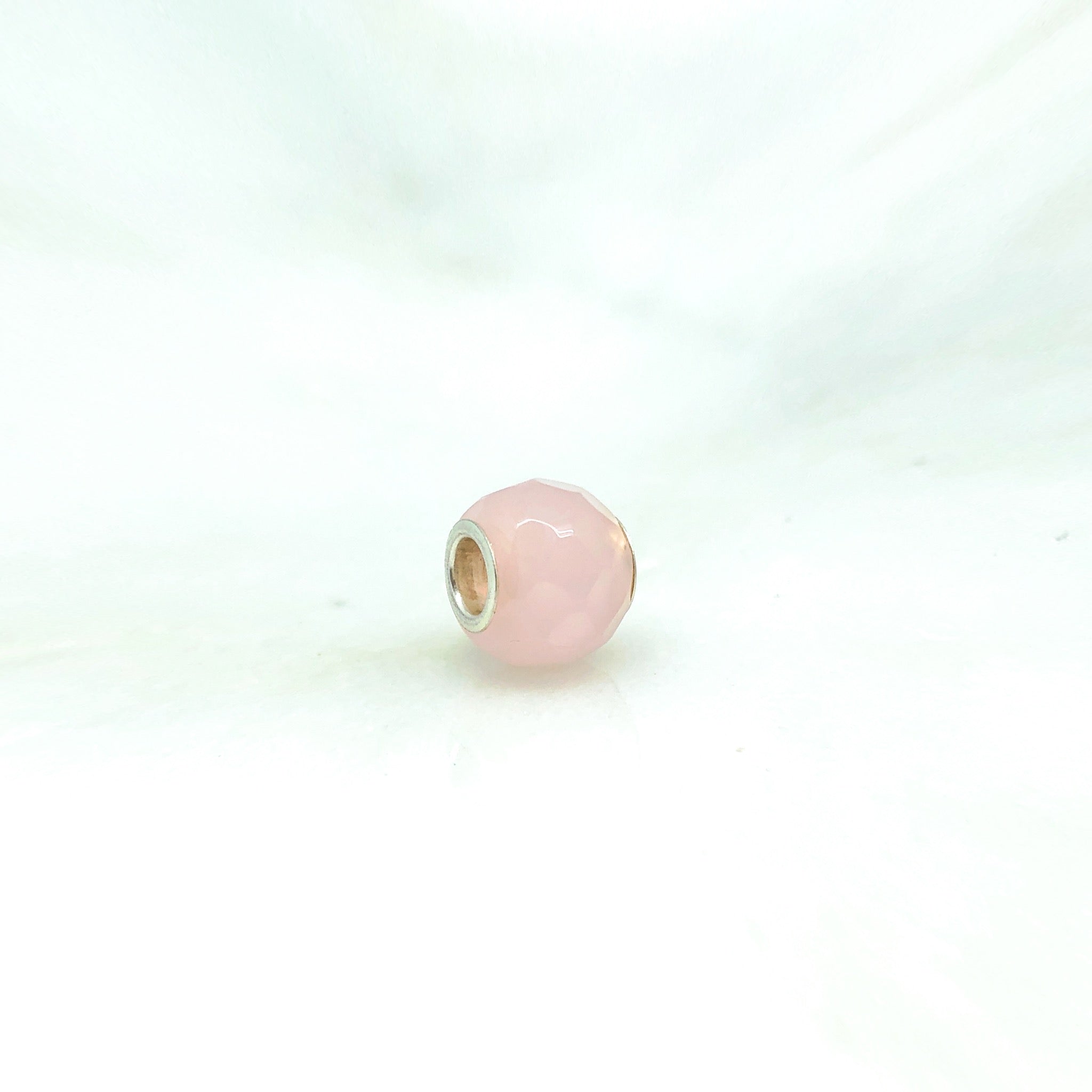 Gem Charm Bead - Rose Quartz - Stone Heart 